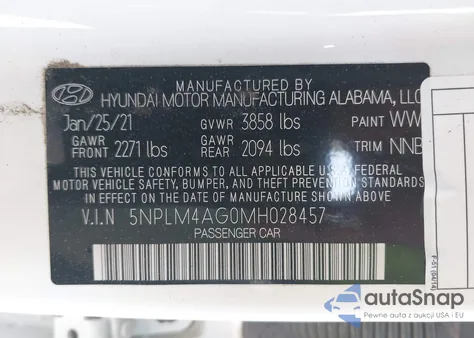2021 Hyundai Elantra Sel из США, поврежденный, VIN 5NPLM4AG0MH028457